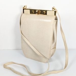 Vintage RODO structured leather crossbody in creme